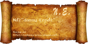 Nádassy Ernő névjegykártya